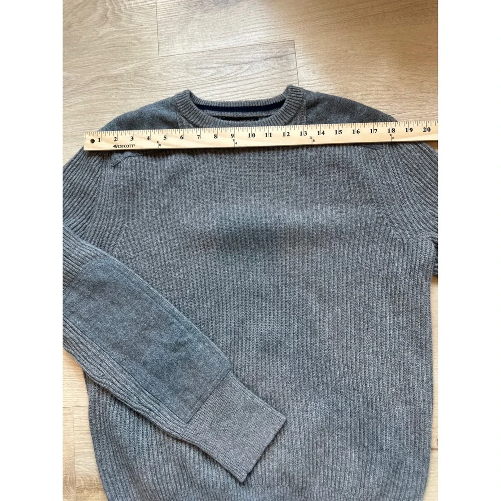 Banana Republic Men's M Gray Wool Blend Ribbed Elbow Patch Crewneck Sweater